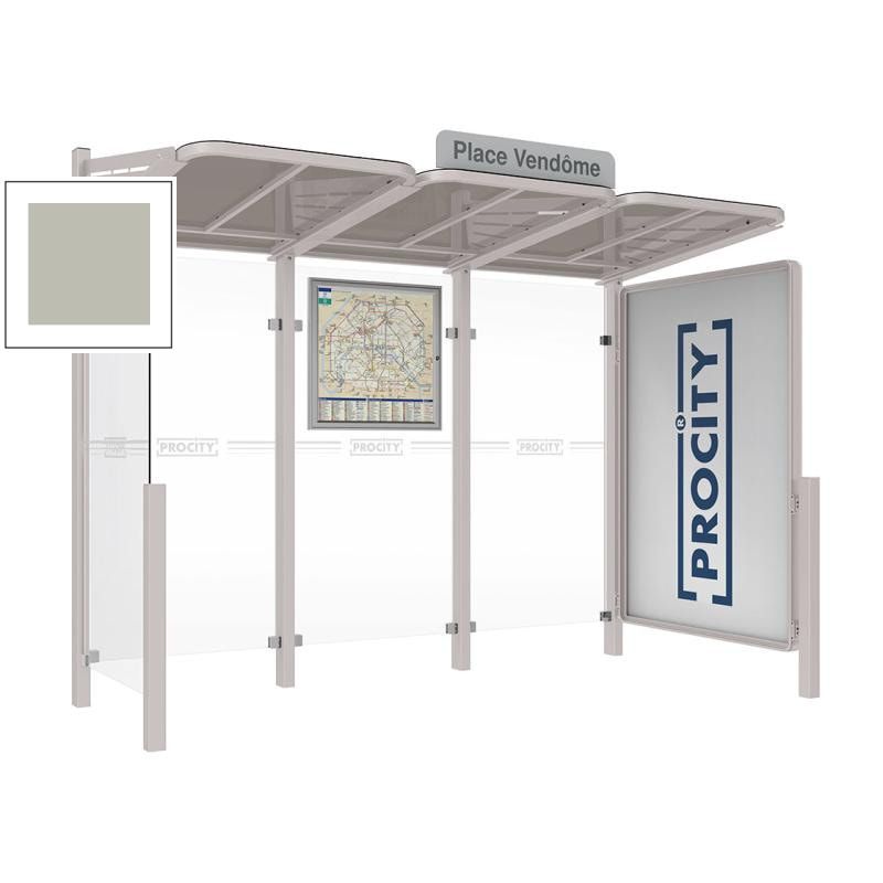 Buswartehalle - Unterstand - modular - Fahrplankasten - Haltestellenschild - Seitenwand - Schaukasten - 2.200 x 3.000 x 1.500 mm (HxBxT) - enzianblau