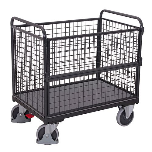 Drahtkastenwagen - Vierwandwagen - klappbare Seite - 1.095 x 715 x 1.060 mm (HxBxT) - Traglast 500 kg - anthrazitgrau