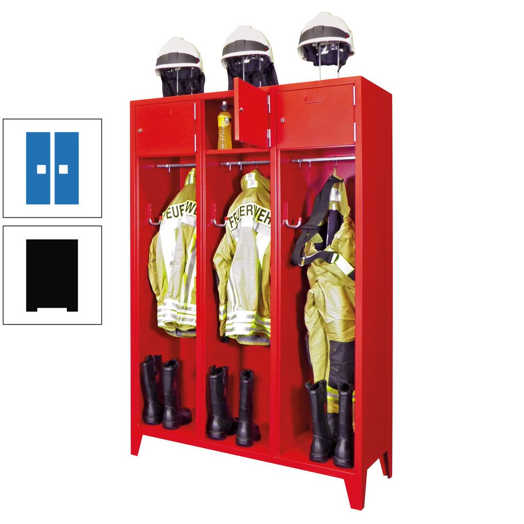 Feuerwehrschrank - 2 Abteile - Ablagefach mit Tür, Etikettenrahmen - 2.100 x 830 x 500 mm (HxBxT) - anthrazitgrau