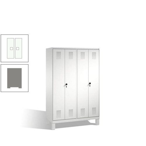 Doppel-Spind, Doppeltüren, Garderobenschrank mit Füßen, 4 Abteile a 300 mm, Korpus anthrazitgrau, Tür anthrazitgrau, 1.850 x 1.200 x 500 mm (HxBxT)