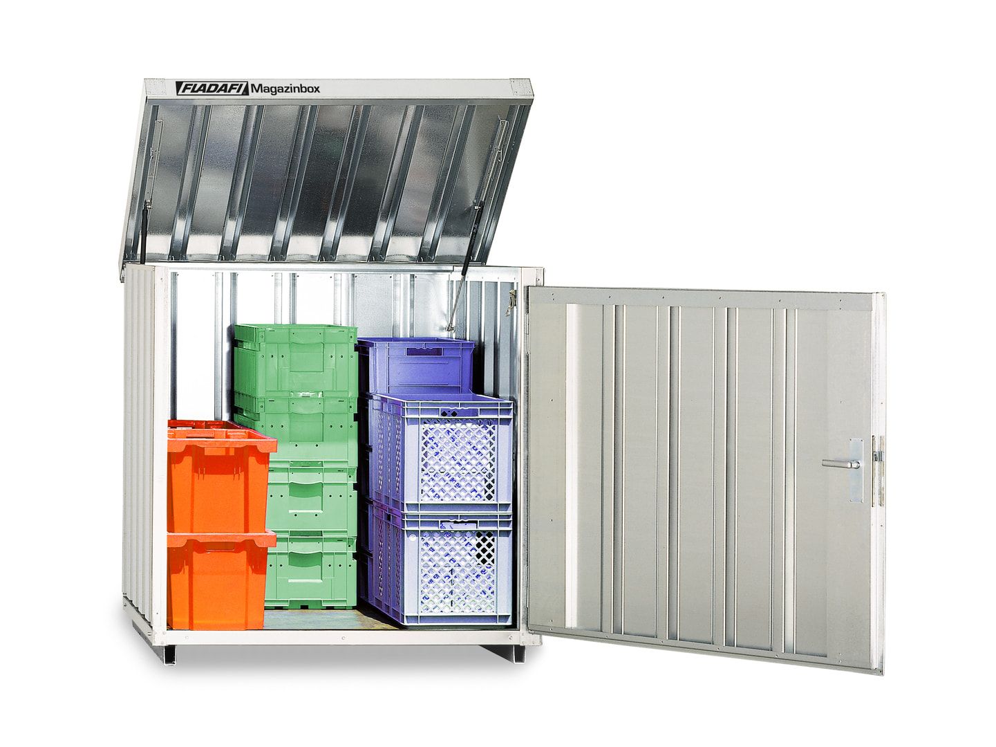 Magazinbox - Kleinteilelager - Lagerbox - 1.470 x 1.420 x 1.490 mm - Klappdach und Einflügeltür - mit Boden