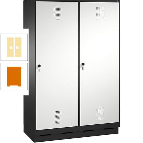 Doppel-Spind, Garderobenschrank, 2 Türen für 4 Abteile a 300 mm, Korpus anthrazitgrau, Türen anthrazitgrau, 1.800 x 1.200 x 500 mm (HxBxT)