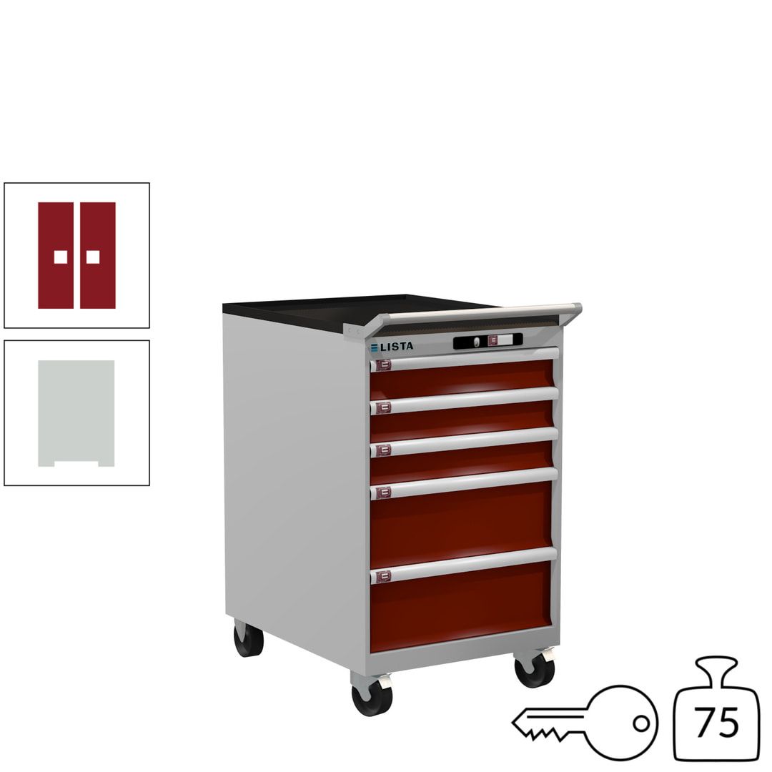 Lista Schubladenschrank - 14.397.010 - 990 x 564 x 725 mm (HxBxT) - 5 Schubladen - 75 kg - Key Lock - lichtblau (RAL 5012)