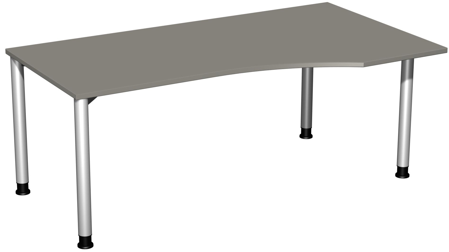 Eckschreibtisch mit einseitig verkürzten Füßen, 4-Fuß Flex, Ecke rechts, Höhe 680-800 mm, 1.600 x 1.000 mm (BxT), Gestell anthrazit, Ahorn
