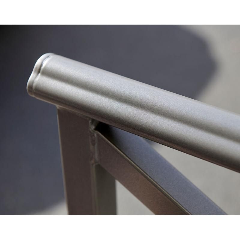 Geländer Kreuz und Gitter - 1.000 x 1.000 mm - abgerundeter Handlauf - Farbe enzianblau - Außengeländer Systemgeländer