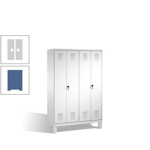 Doppel-Spind, Doppeltüren, Garderobenschrank mit Füßen, 4 Abteile a 300 mm, Korpus anthrazitgrau, Tür anthrazitgrau, 1.850 x 1.200 x 500 mm (HxBxT)