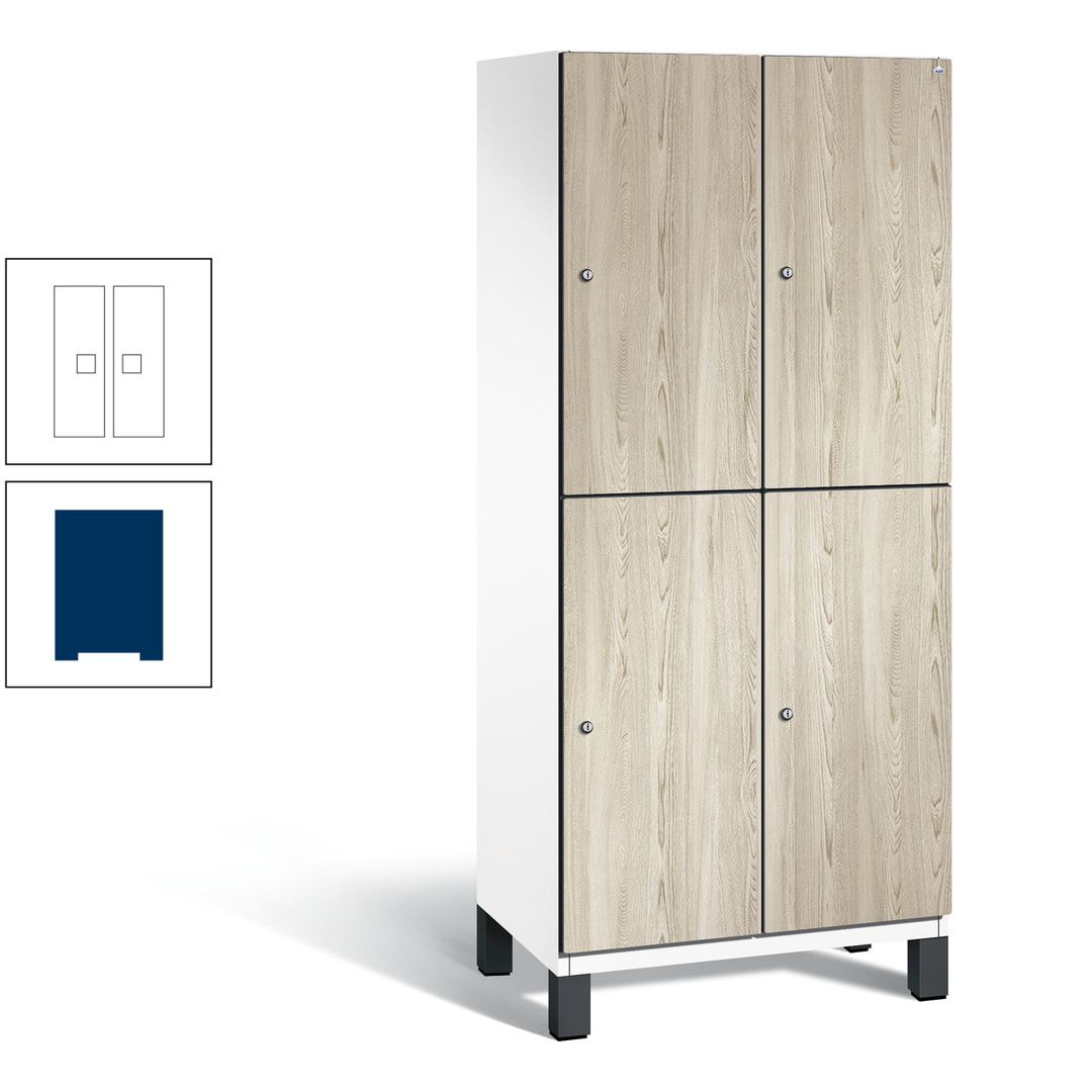Fächerschrank, Garderobenschrank, mit Füßen, 2 Abteile, 1.980 x 800 x 525 mm (HxBxT), Korpus anthrazitgrau, Tür Donau-Ahorn