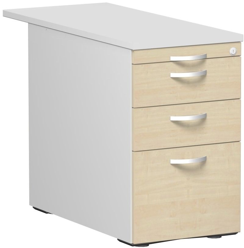 Standcontainer, Hängeregistratur, 2 Schubladen, Ordnungsfach, 720 x 438 x 800 (1.000) mm (HxBxT), Front Ahorn, Oberboden Ahorn, Korpus Ahorn