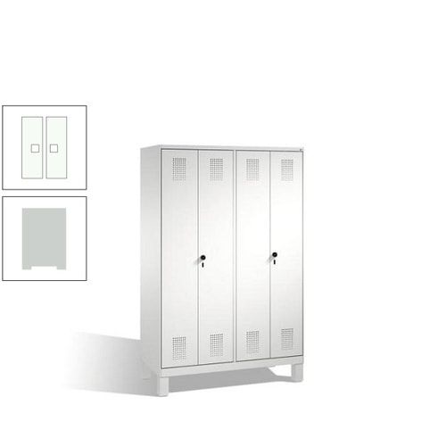Doppel-Spind, Doppeltüren, Garderobenschrank mit Füßen, 4 Abteile a 300 mm, Korpus anthrazitgrau, Tür anthrazitgrau, 1.850 x 1.200 x 500 mm (HxBxT)