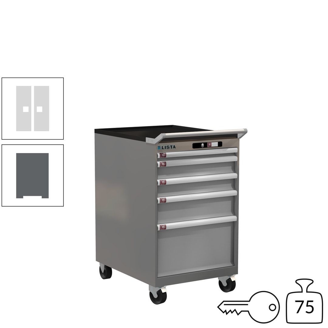Lista Schubladenschrank - 14.374.010 - 990 x 564 x 725 mm (HxBxT) - 5 Schubladen - 75 kg - Key Lock - lichtblau (RAL 5012)