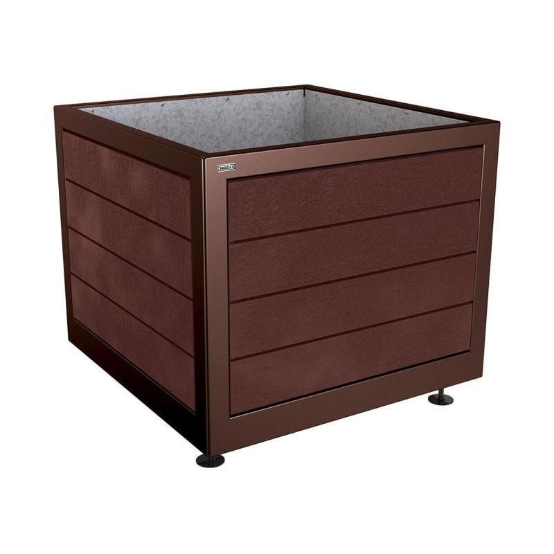 Pflanzbehälter, Stahl, recyclebarer Kunststoff, verstellbare Füße, Innen Blech fvz mit Verladungsgriffen, 800 x 1.000 x 1.000 mm (HxBxT), enzianblau