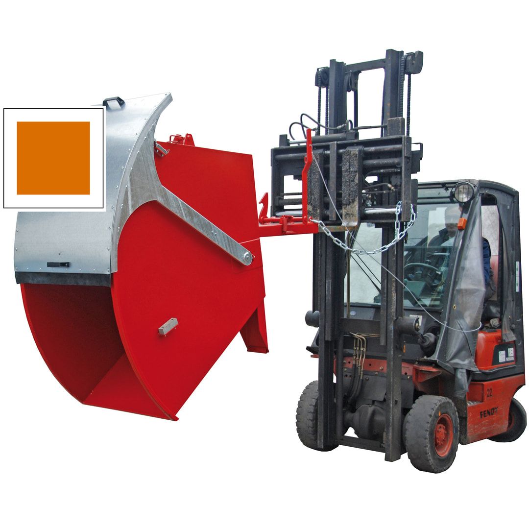 BAUER Kippbehälter mit Runddeckel - 1000 l Volumen - 1500 kg - Sammelbehälter - feuerrot