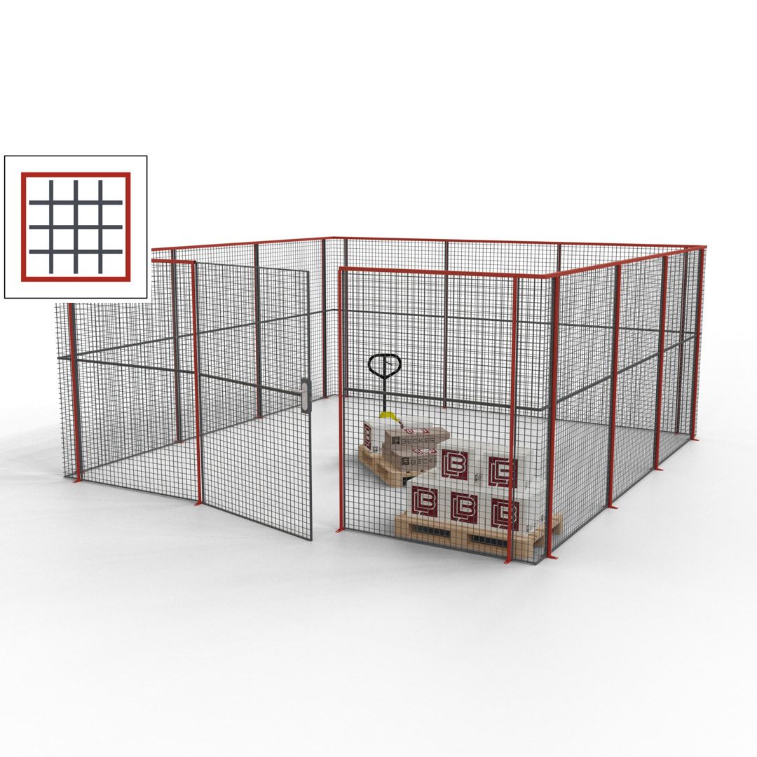 Maschinen Schutzgitter - Hallentrennwand - Sicherheitszaun - Tür - 18 m - 2.200 x 4.900 x 4.900 mm (HxBxT) - enzianblau