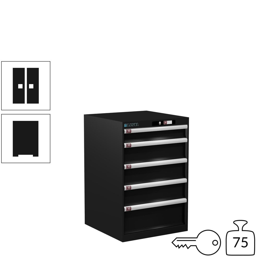 Lista Schubladenschrank - 14.256.010 - 850x564x572 mm (HxBxT) - 5 Schubladen - 75 kg - Key Lock - lichtblau (RAL 5012)