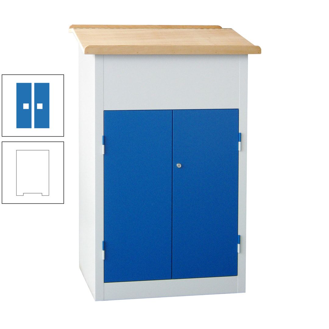 Stehpult mit Schrank - Vollblechtür - Zylinderschloss - 2 Böden - 1.200 x 700 x 600 mm (HxBxT) - anthrazitgrau