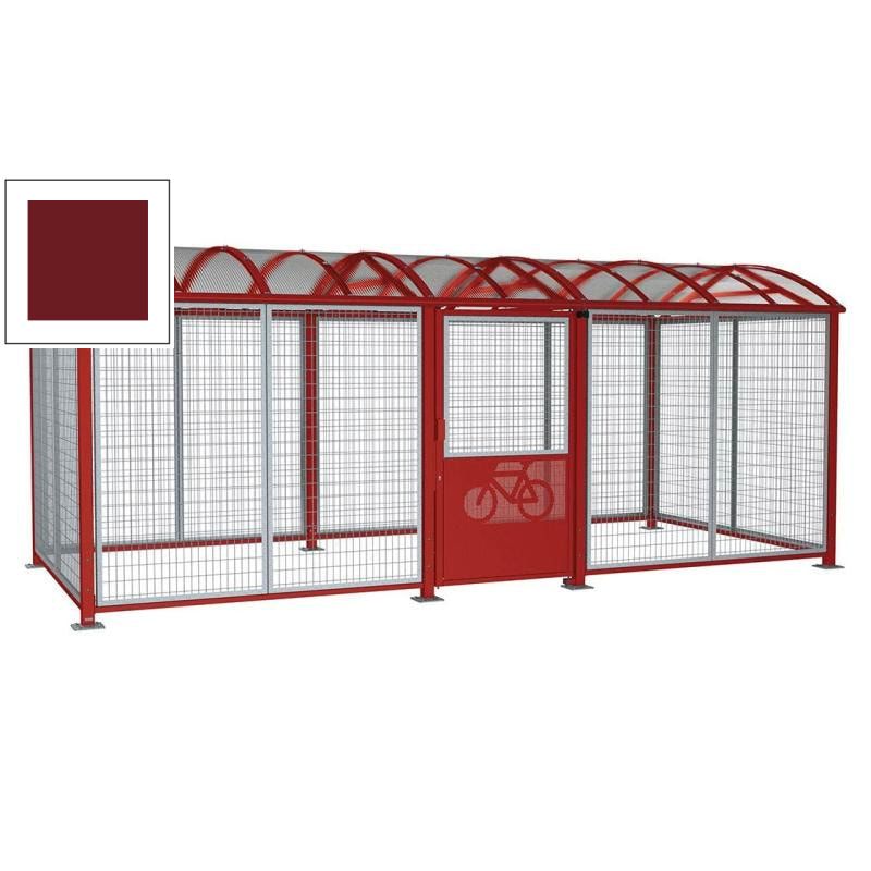 Fahrradüberdachung, Fahrradhaus, Unterstand, Digitalschloss, Stahlgitter, 2.640 x 6.250 x 2.830 mm (HxBxT), feuerverzinkt, enzianblau (RAL 5010)