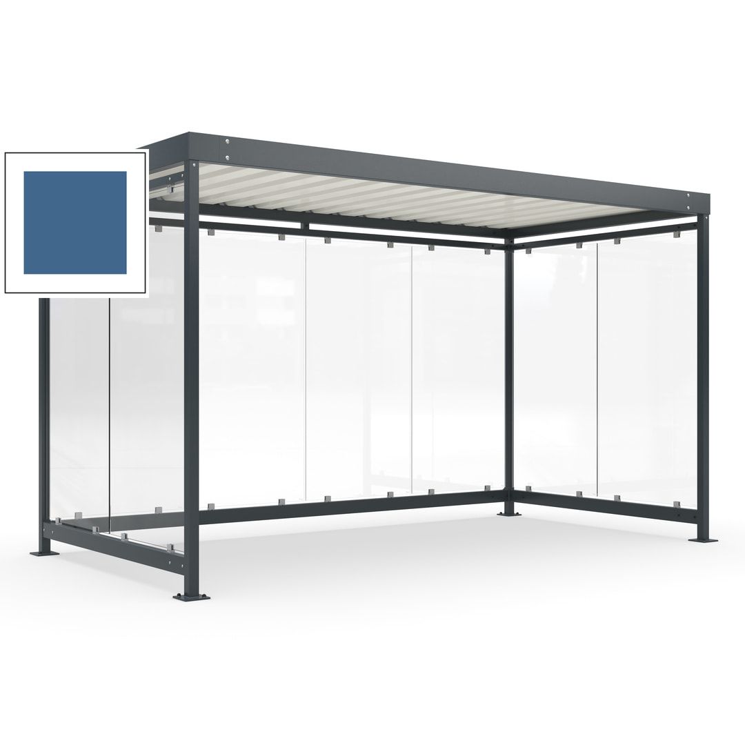 Fahrradunterstand, Fahrgastunterstand, Bushaltestelle, Bausatz, 12-13 Personen, 2.510 x 4.195 x 2.165 mm (HxBxT), 8 Wände, Achatgrau