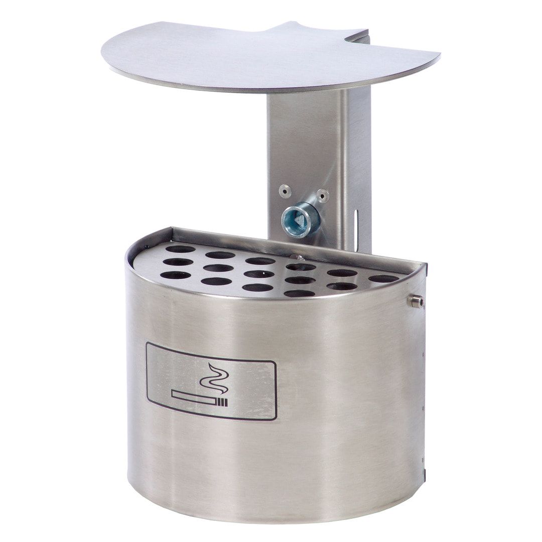 Halbrund-Ascher - 2 l - mit Haube - Wand- o. Pfostenmontage - Aschenbecher - anthrazitgrau