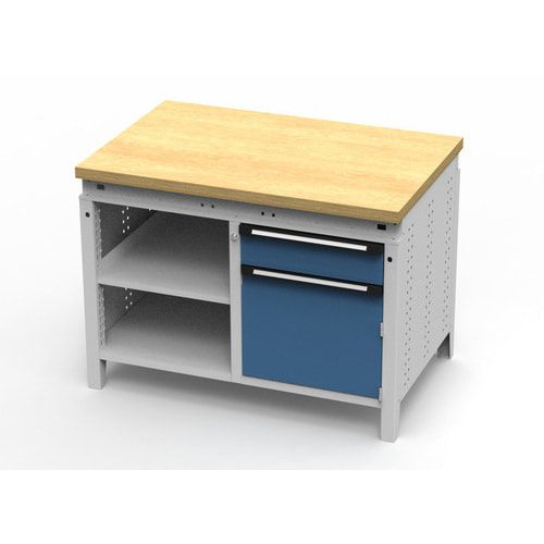OTTOKIND Werkbank - bündige Arbeitsplatte - 850 x 1.150 x 750 mm (HxBxT) - 1 Schublade - Schrank - 2 Ablageböden - lichtgrau