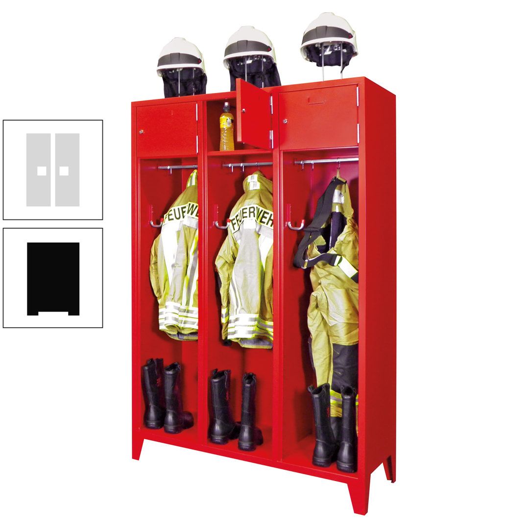 Feuerwehrschrank - 2 Abteile - Ablagefach mit Tür, Etikettenrahmen - 2.100 x 830 x 500 mm (HxBxT) - anthrazitgrau