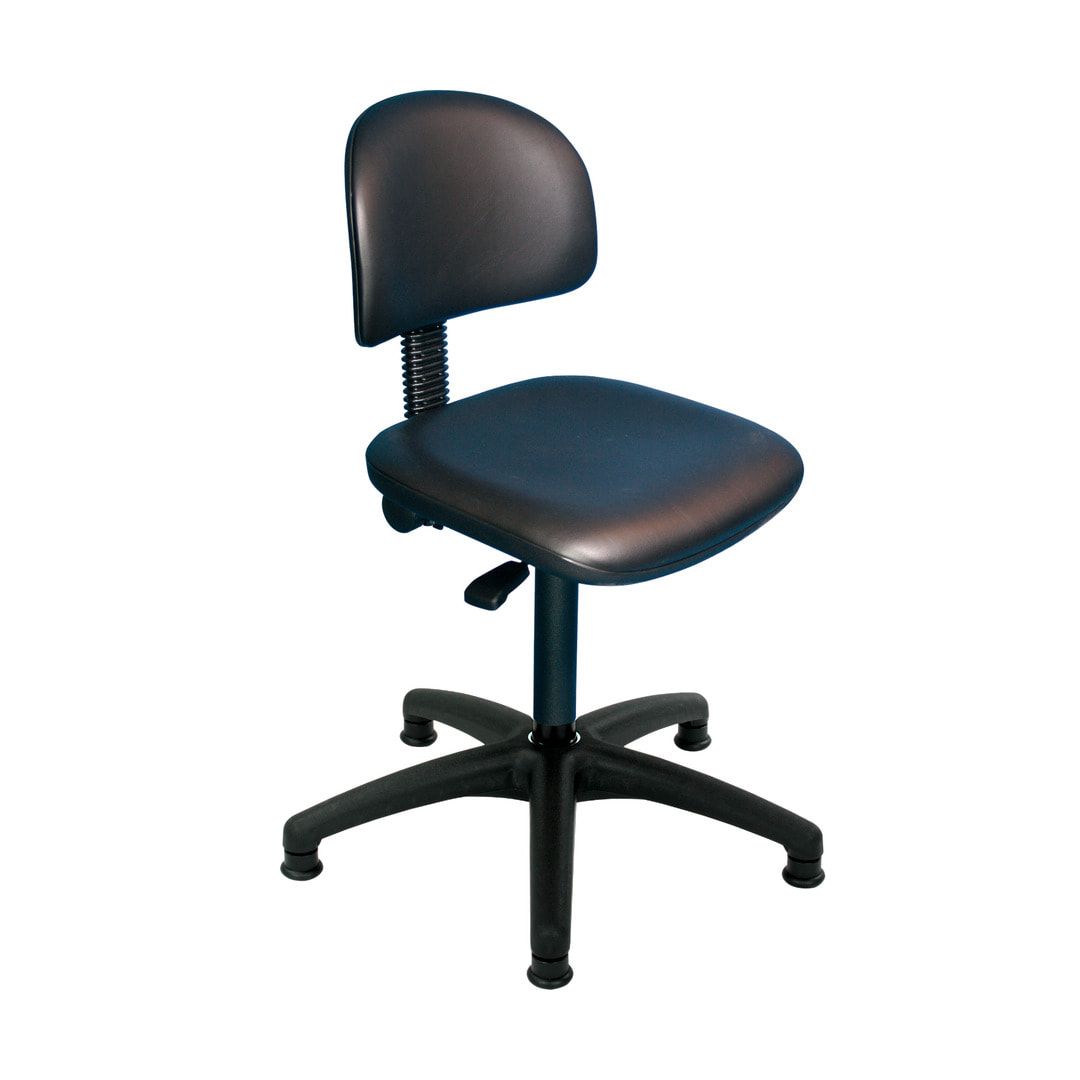 Arbeitsstuhl - Bürostuhl - Sitzhöhe 450 - 640 mm - Kunstleder, schwarz - Rückenlehne klein - Kunststoff-Fußkreuz mit Gleitern