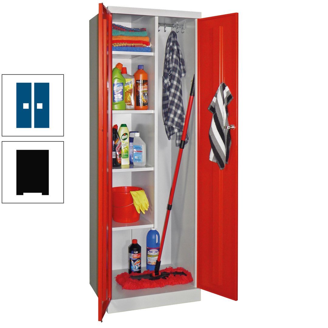 Putzschrank mit Sockel - 1 Abteil mit Trennwand - 1.800x600x500 mm (HxBxT) - Zylinderschloss - anthrazitgrau