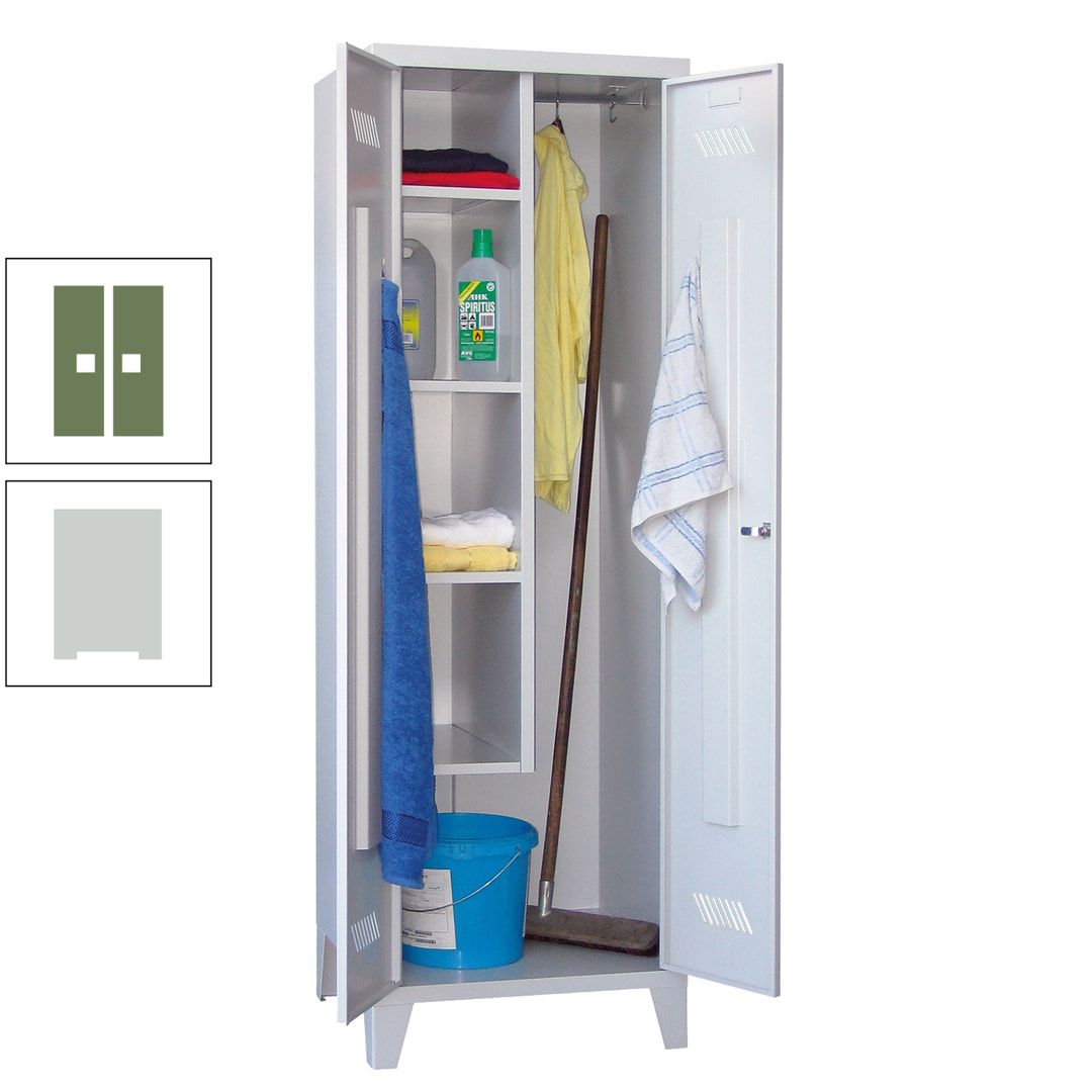 Putzschrank mit Füßen - 1 Abteil mit Trennwand - 1.850x600x500 mm (HxBxT) - Drehriegel - anthrazitgrau