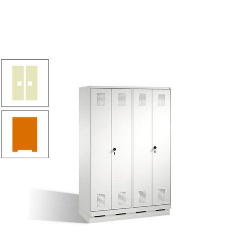 Doppel-Spind, Doppeltüren, Garderobenschrank mit Sockel, 4 Abteile a 300 mm, Korpus anthrazitgrau, Tür anthrazitgrau, 1.800 x 1.200 x 500 mm (HxBxT)