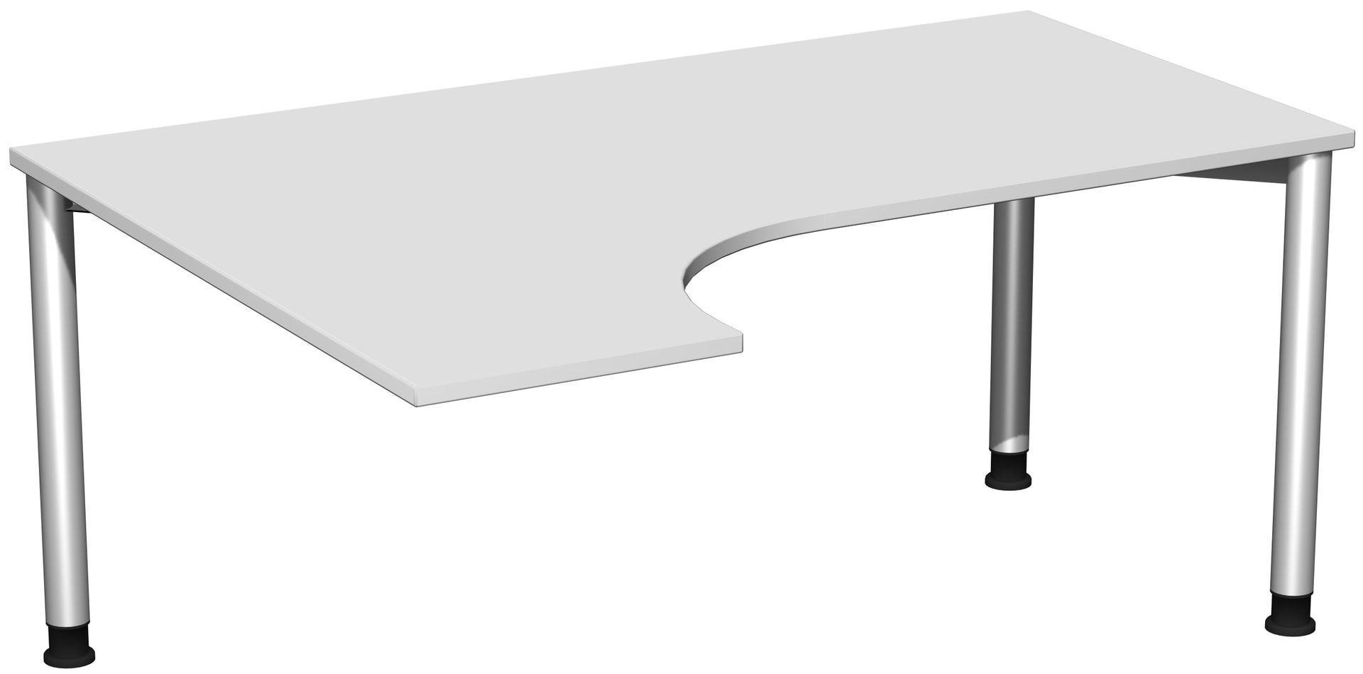 Eckschreibtisch mit einseitig verkürzten Füßen, 4-Fuß Flex, Ecke links, Höhe 680-800 mm, 1.600 x 1.200 mm (BxT), Gestell anthrazit, Ahorn