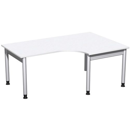 Eckschreibtisch, Eckteil 800 mm, rechts, Füße einseitig verkürzt, 4-Fuß Pro, höhenverstellbar, 680-800 x 1.600 x 1.200 mm (HxBxT), Dekor Ahorn