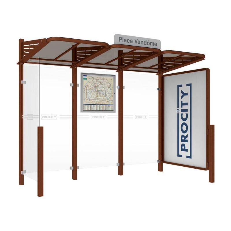 Buswartehalle - Unterstand - modular - Fahrplankasten - Haltestellenschild - Seitenwand - Schaukasten - 2.200 x 3.000 x 1.500 mm (HxBxT) - enzianblau