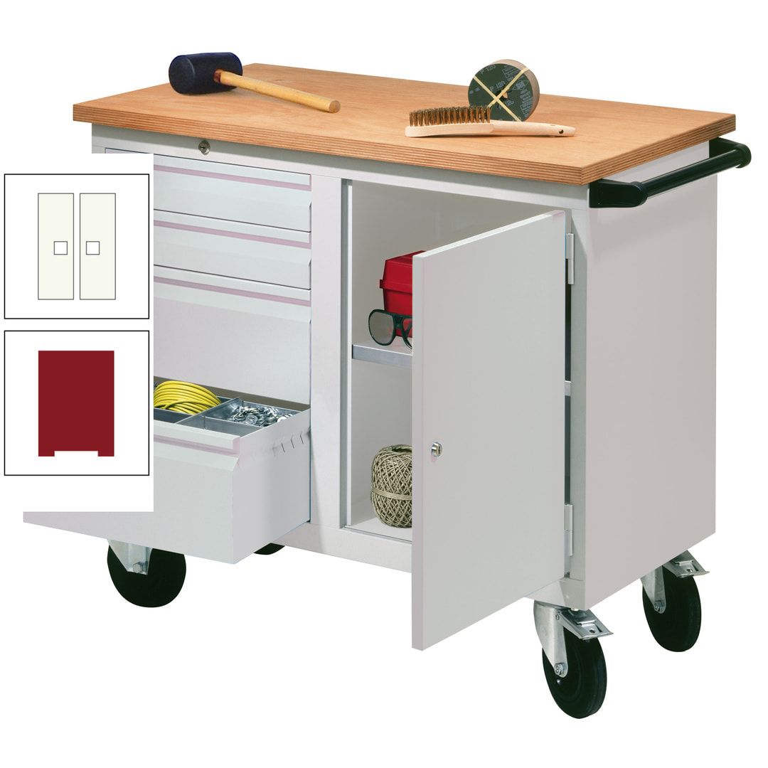 Mobile Werkbank - Werkstattwagen - 915 x 1.090 x 600 mm - 4 Schubladen und Schrankfach - anthrazitgrau