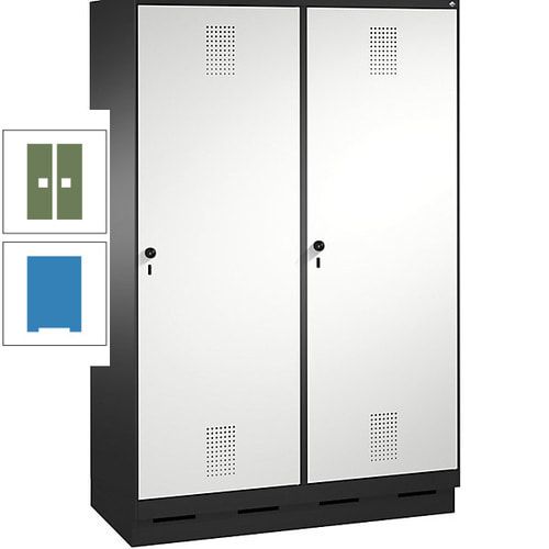 Doppel-Spind, Garderobenschrank, 2 Türen für 4 Abteile a 300 mm, Korpus anthrazitgrau, Türen anthrazitgrau, 1.800 x 1.200 x 500 mm (HxBxT)