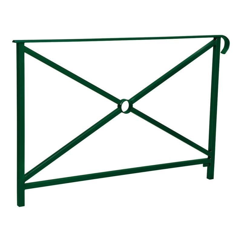 Geländer Kreuz und Kreis - 1.000 x 1.500 mm - flacher Handlauf - Farbe enzianblau - Außengeländer Systemgeländer