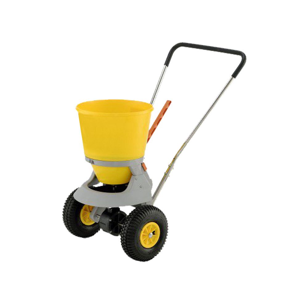 Robuster Streuwagen für Winterdienst und Gartenbau - 6 Streustufen - bis 4 m Streubreite - Volumen 20 l - luftbereift - Edelstahl/Composite