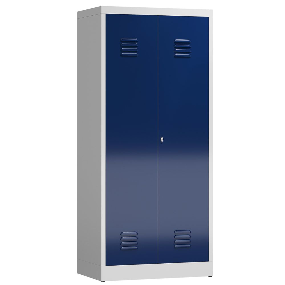 Mehrzweckschrank, Garderobenschrank, 2 Abteile, 6 Fächer, 1.800 x 800 x 500 mm (HxBxT), Drehriegel, Stahl, Korpus: lichtgrau, Front: anthrazitgrau