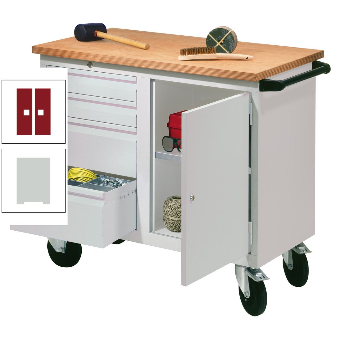 Mobile Werkbank - Werkstattwagen - 915 x 1.090 x 600 mm - 4 Schubladen und Schrankfach - anthrazitgrau