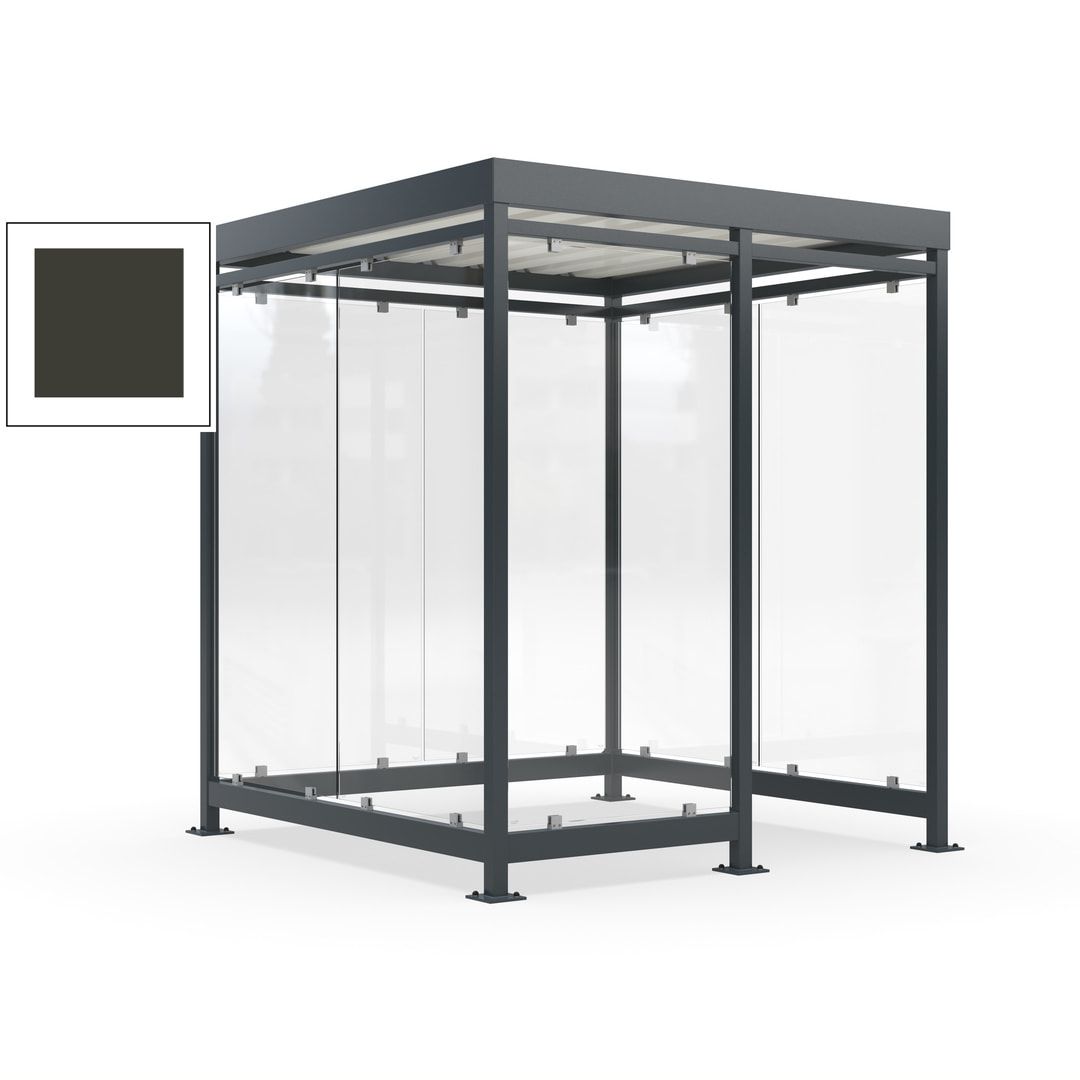 Raucherunterstand, Bushaltestelle, 7 Wände, 6-7 Personen, 2.510 x 2.165 x 2.165 mm (HxBxT), Farbe Achatgrau