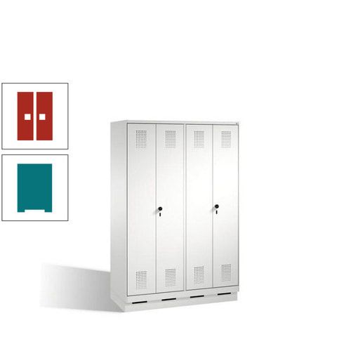 Doppel-Spind, Doppeltüren, Garderobenschrank mit Sockel, 4 Abteile a 300 mm, Korpus anthrazitgrau, Tür anthrazitgrau, 1.800 x 1.200 x 500 mm (HxBxT)