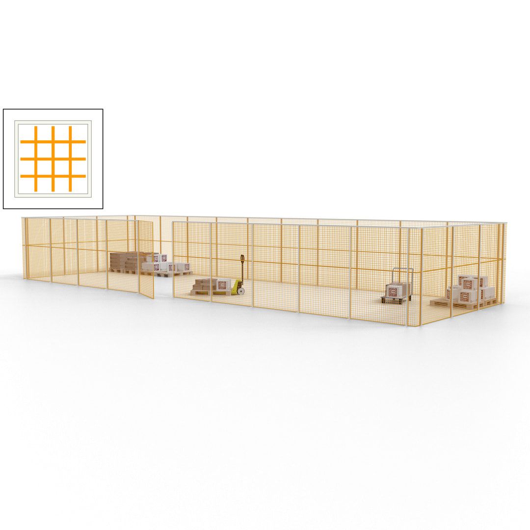 Maschinen Schutzgitter - Hallentrennwand - Sicherheitszaun - Tür - 39 m - 2.200 x 15.400 x 4.900 mm (HxBxT) - enzianblau