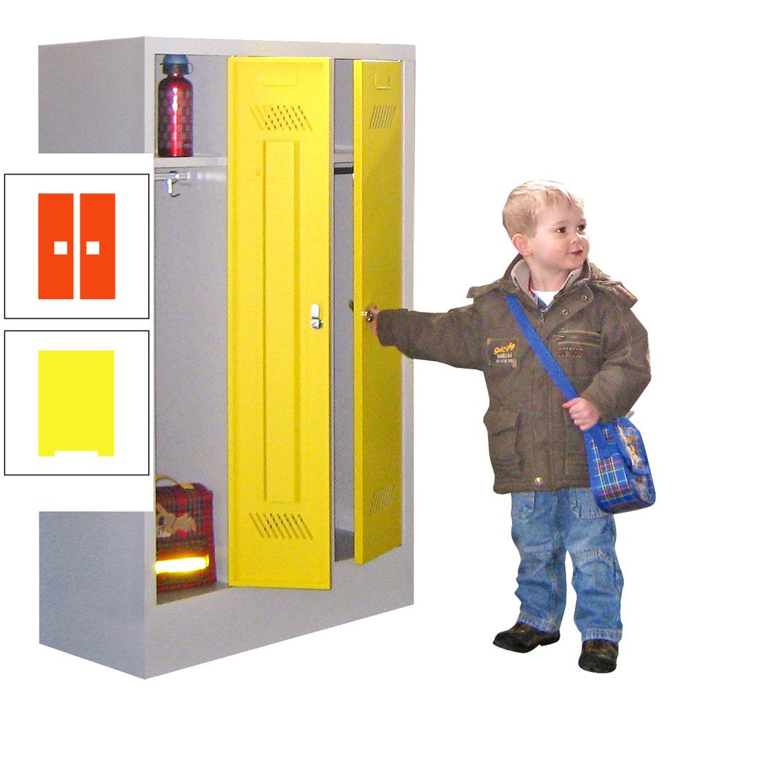 Spindschrank f. Kindergärten - mit Sockel - Höhe 1.300 mm - 2 Abteile a 250 mm - Drehriegel - anthrazitgrau