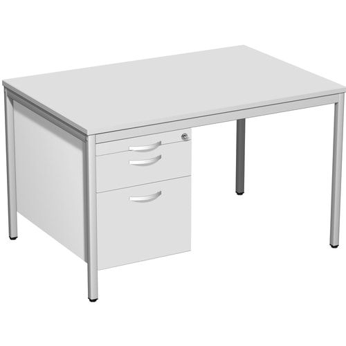 Schreibtisch 4-Fuß Eco - Hängecontainer - 3 Schubfächer - abschließbar - 720 x 1.200 x 800 mm (HxBxT) - Gestell lichtgrau - Ahorn