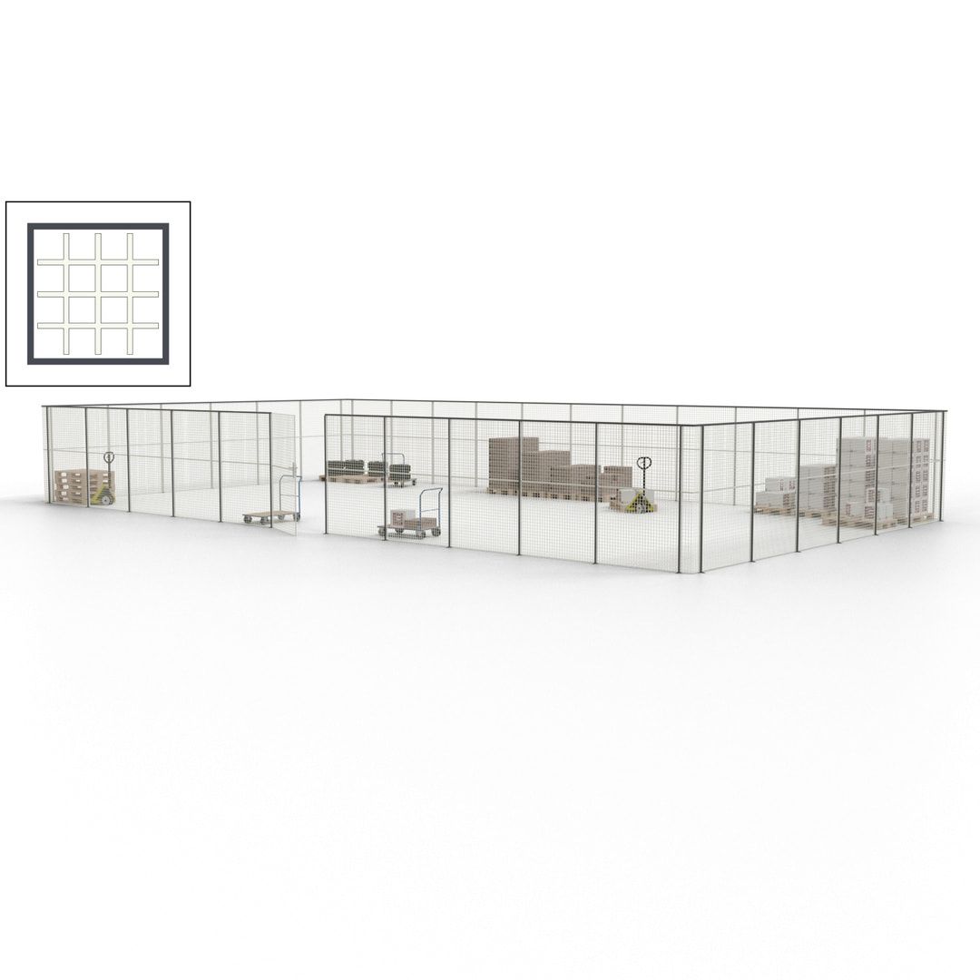 Maschinen Schutzgitter - Hallentrennwand - Sicherheitszaun - Tür - 51 m - 2.200 x 16.900 x 9.400 mm (HxBxT) - enzianblau