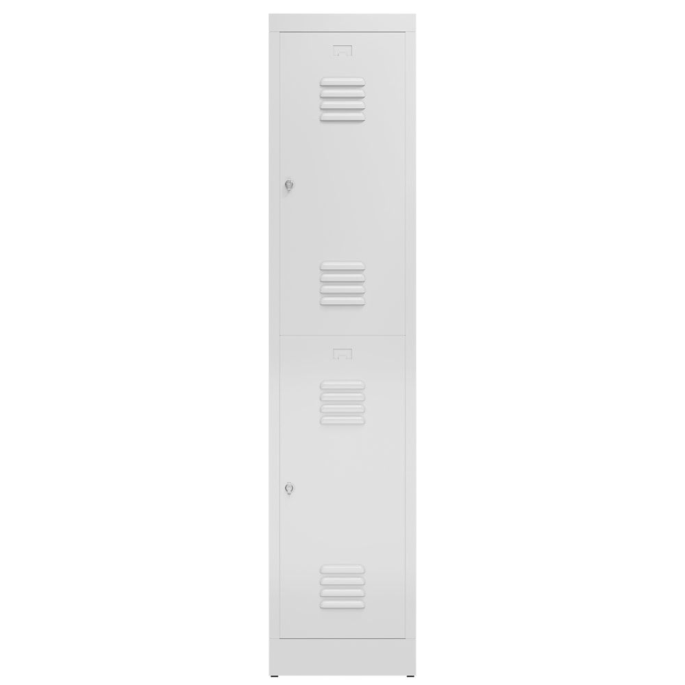 Garderobenschrank, Doppelstockspind, 1 Abteil, 2 Fächer, 1.800 x 415 x 500 mm (HxBxT), Drehriegel, Stahl, Korpus: lichtgrau, Front: anthrazitgrau