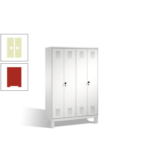 Doppel-Spind, Doppeltüren, Garderobenschrank mit Füßen, 4 Abteile a 300 mm, Korpus anthrazitgrau, Tür anthrazitgrau, 1.850 x 1.200 x 500 mm (HxBxT)