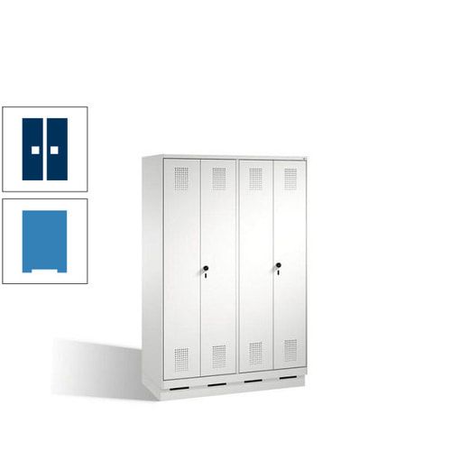 Doppel-Spind, Doppeltüren, Garderobenschrank mit Sockel, 4 Abteile a 300 mm, Korpus anthrazitgrau, Tür anthrazitgrau, 1.800 x 1.200 x 500 mm (HxBxT)