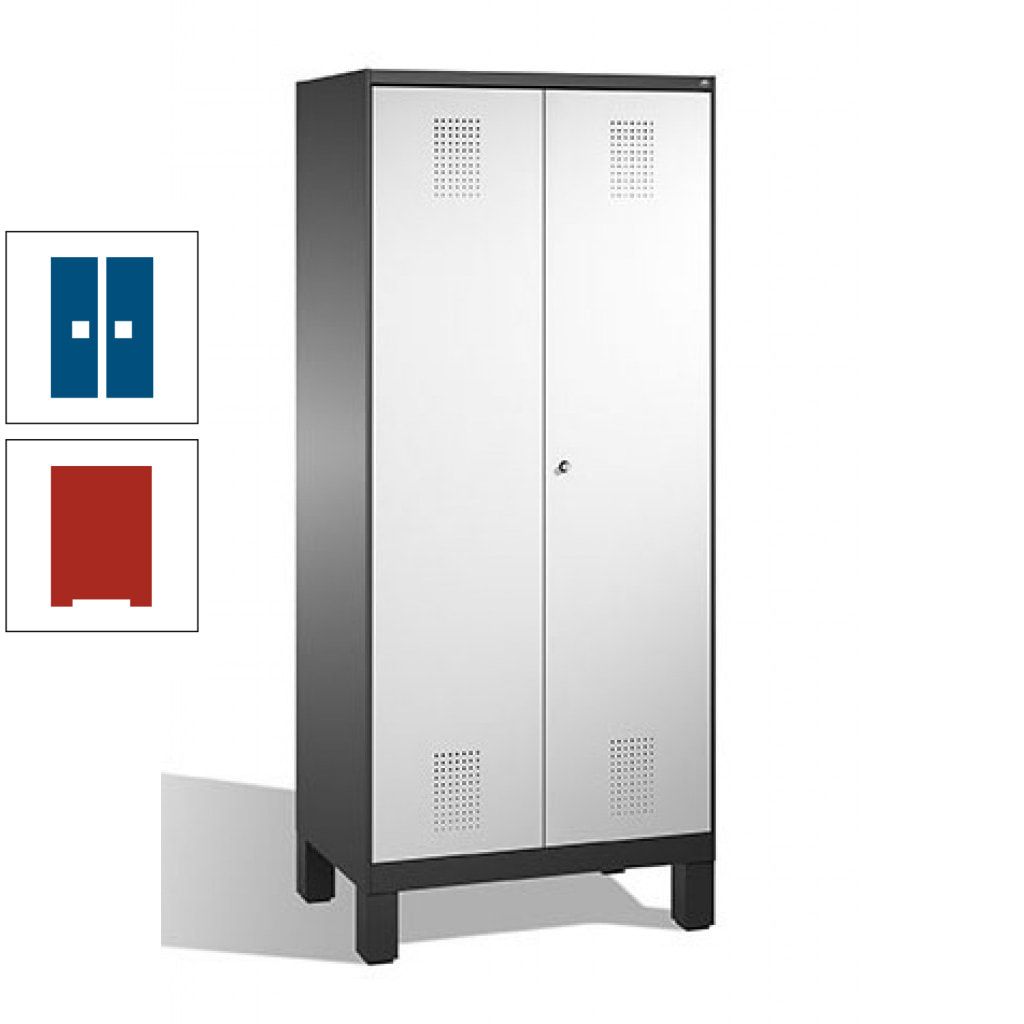 Mehrzweckschrank, Doppeltüren, auf Füßen, 2 Abteile a 400 mm, Korpus anthrazitgrau, Tür anthrazitgrau, 1.850 x 800 x 500 mm (HxBxT)