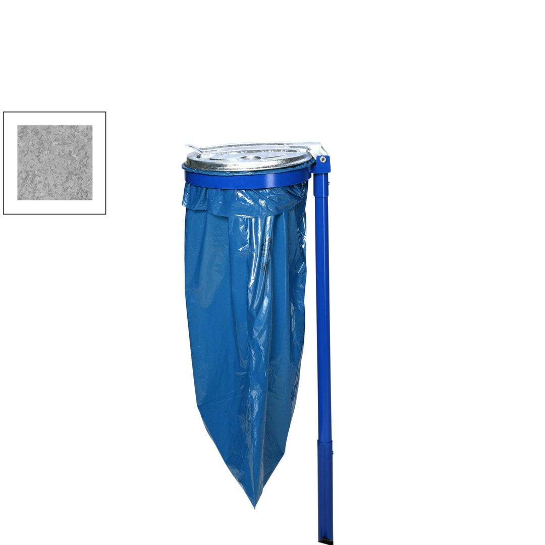 Müllsackhalter zur Wandmontage - für einen 120 l Sack - 400 x 510 mm (BxT) - enzianblau - Deckel Feuerverzinkt