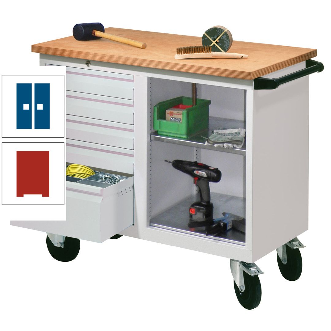 Mobile Werkbank - Werkstattwagen - 915 x 1.090 x 600 mm - 5 Schubladen und Ablagefach - anthrazitgrau