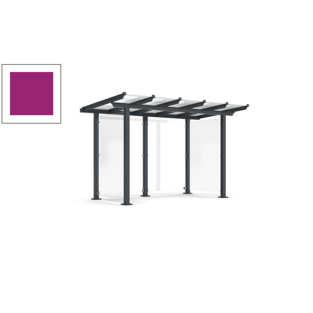 Unterstand mit Pultdach und Sicherheitsglas - feuerverzinkt und farbbeschichtet - 2.435 x 3.850 x 2.090 (HxBxT) - Farbe Achatgrau